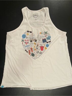 White 30A Heart-Graphic Tank Top